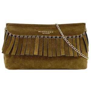 Burberry Chain Shoulder Bag Brown Fringe Shoulder Suede Flap Clutch